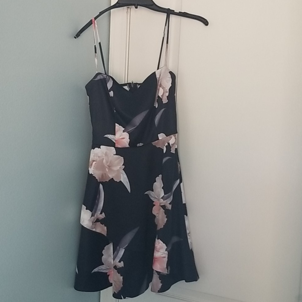 Formal mini Dress with black, pink, cream and gray